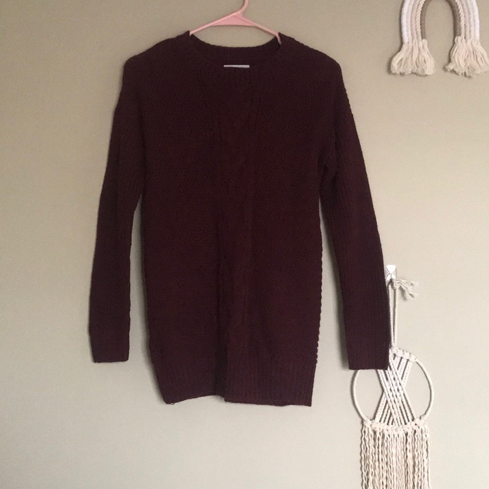 Maroon Thick Knit Sweater